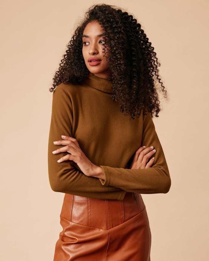 The Solid Turtleneck Knit Top