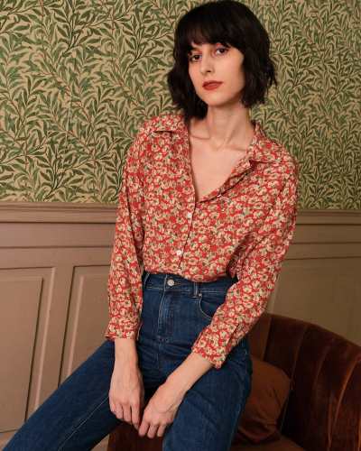 The Collared Floral Three-Quarter Sleeve Shirt