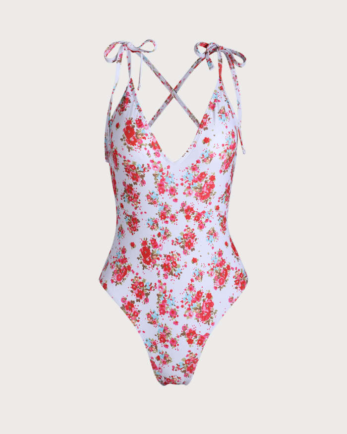 The Pink V Neck Backless One-Piece Swimsuit