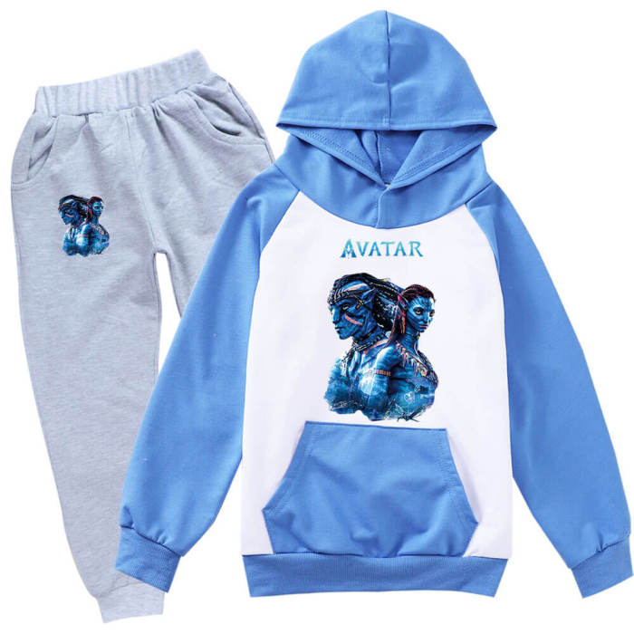 Boys Girls Avatar 2 Print Hoodie With Pocket And Jogger 2 Sets