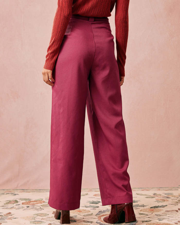 The Red High Waisted Straight Leg Pants