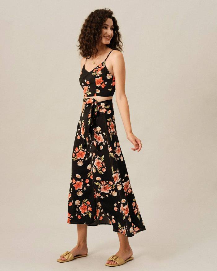 The Floral Side Split Skirt Set