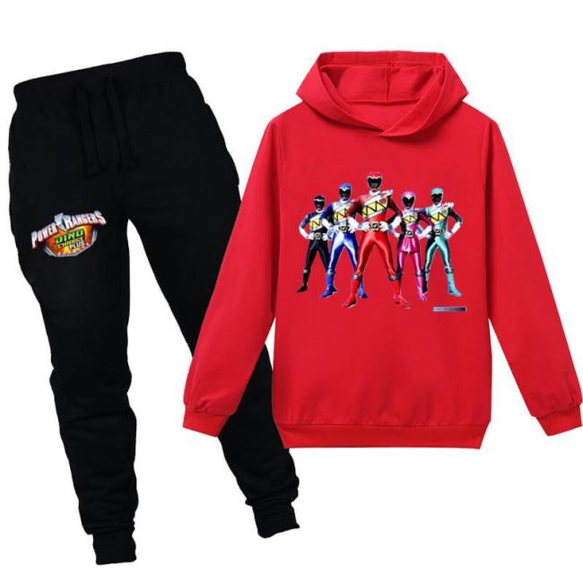 Power Ranger Print Boys Girls Kids Cotton Hoodie And Sweatpants Suit