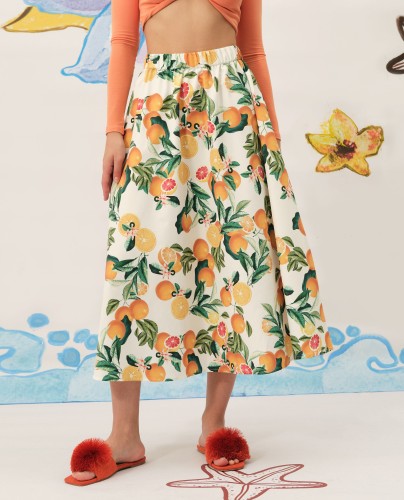 The Fruit Print A-Line Skirt