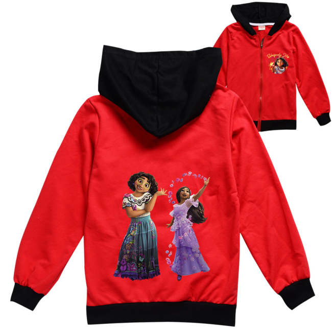 Encanto Mirabel Isabela Print Boys Girls Zip-Up Sweatshirt Hoodie