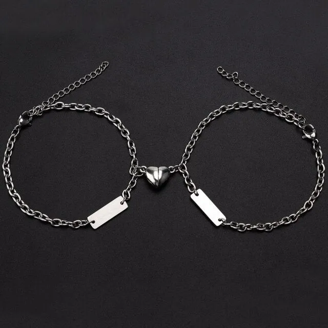 Custom Engraved Names Magnetic Bracelets For Couples Bffs