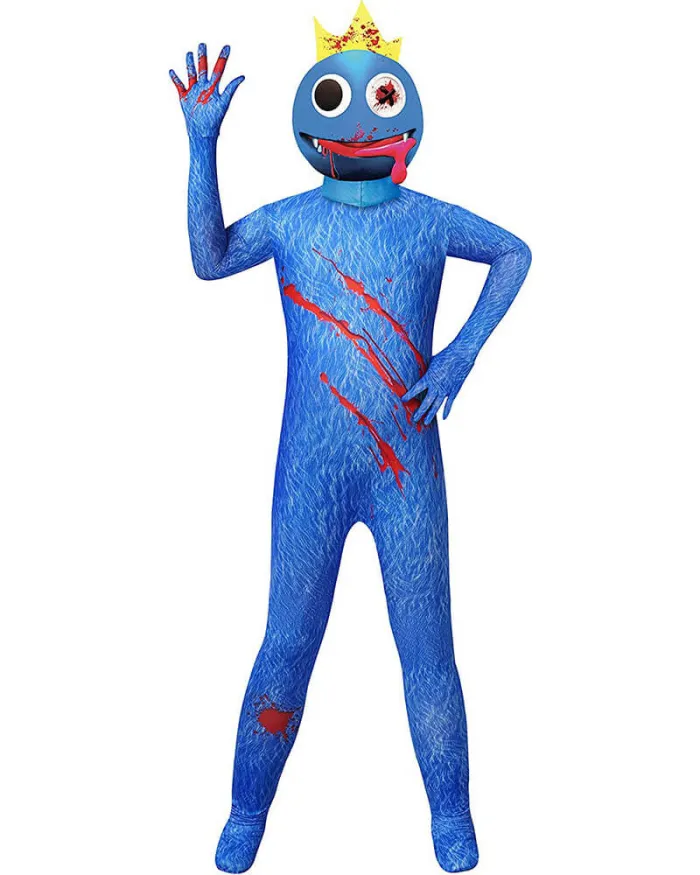 Blue Rainbow Zentai Friends Leotard Kids Halloween Cosplay Costume
