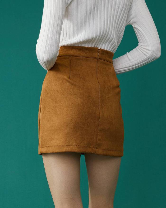 The High-Rise Faux Suede Mini Skirt