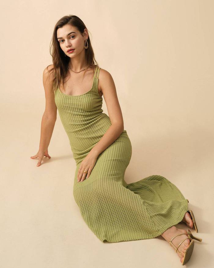The Solid Textured Bodycon Maxi Dress