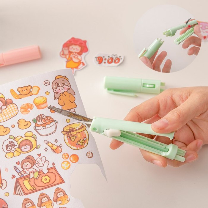 Ceramic Portable Size Folding Scissor Pen For Paper Work Diary School