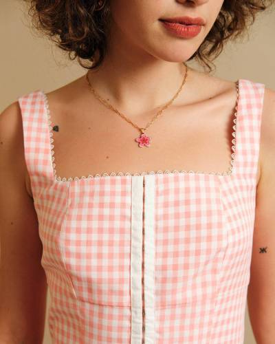 The Square Neck Plaid Midi Dress