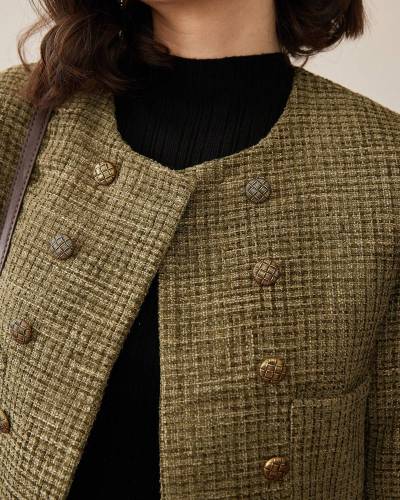 The Vintage Solid Tweed Coat