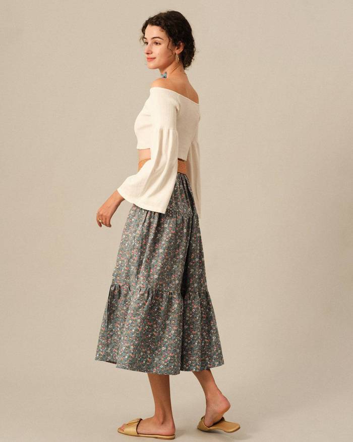 The Floral Ruffle A-Line Skirt