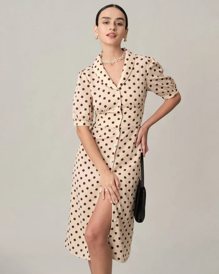 The Button-Up Polka Dot Midi Dress