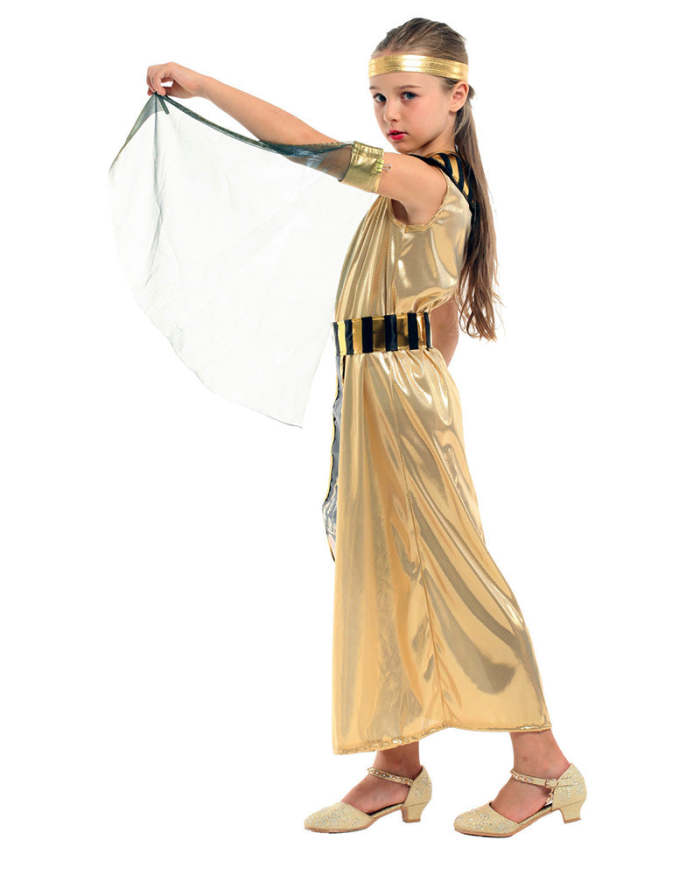 Girls Cleopatra Kids Halloween Cosplay Party School Play Costume
