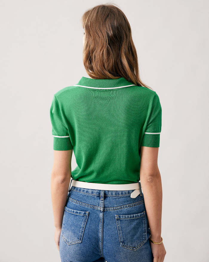 The Green Collared Contrast Tee