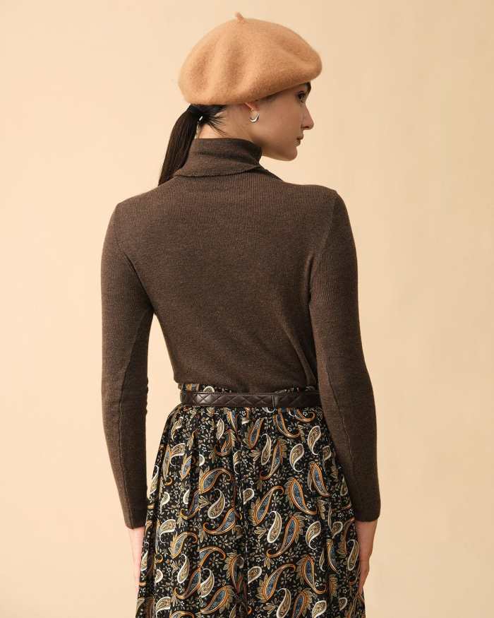 The Solid Turtleneck Ribbed Sweater