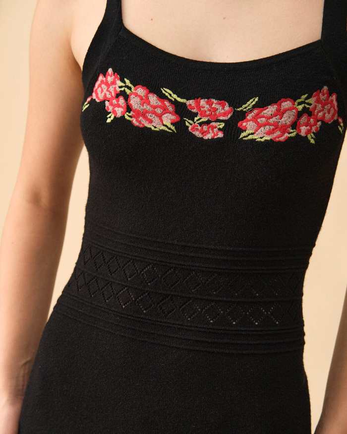 The Rose Embroidered Bodycon Midi Dress