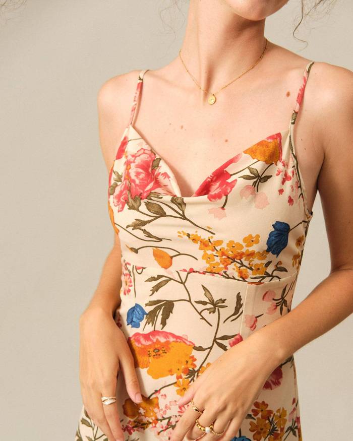 The Cowl Neck Suspender Midi Dress