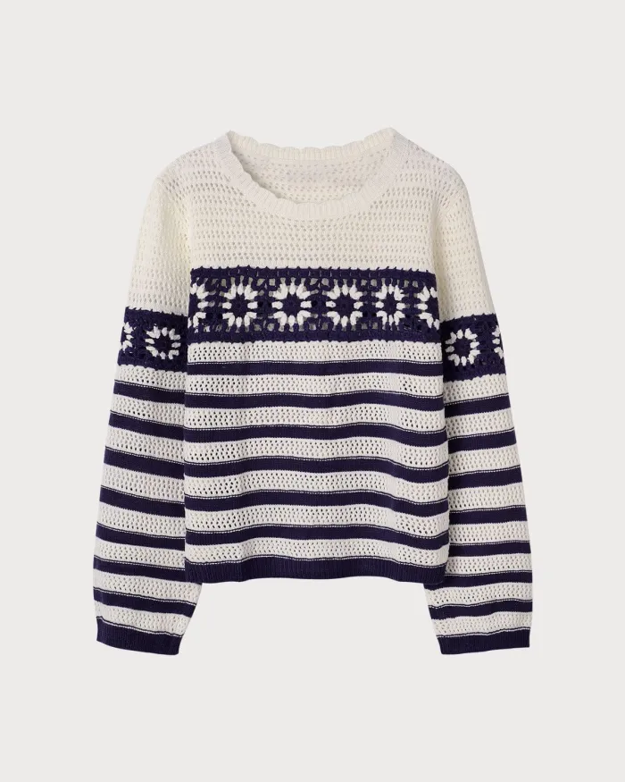 The Crochet Floral Stripe Sweater