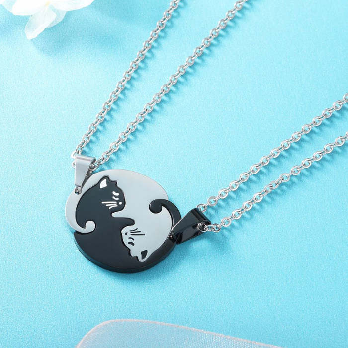 2Bff Couples Cute Kittens Matching Cats Pendant Necklace