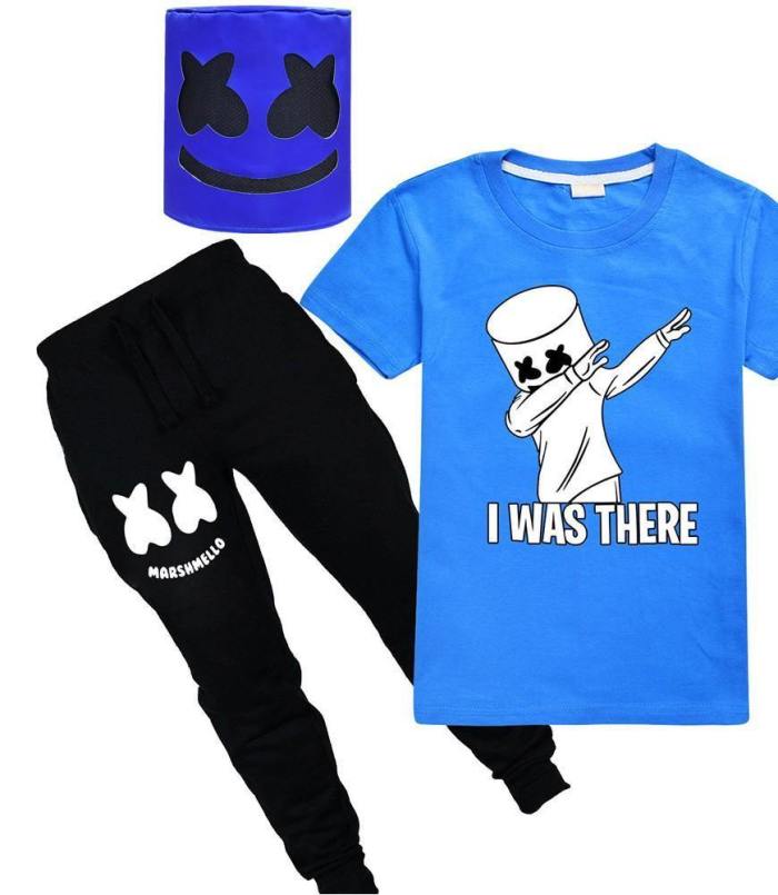 Dj Marshmello T Shirt And Sweatpants Outfit Sets Kids Cosplay Costume