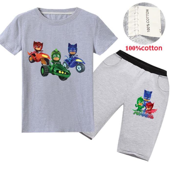 Pj Owlette Gekko Catboy Print Girls Boys Cotton T Shirt Shorts Outfits