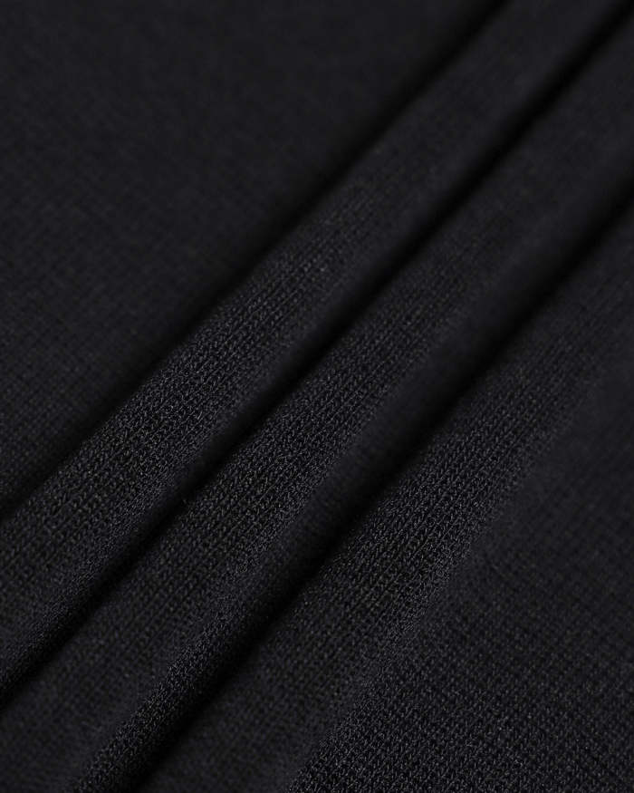 The Black Striped Knit Sling Mini Dress