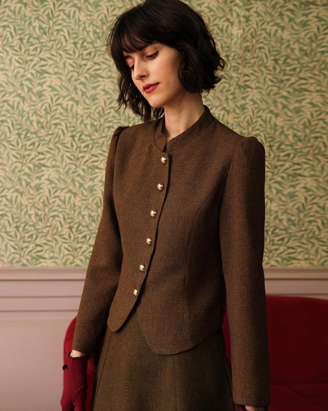 The Solid Retro Single-Breasted Tweed Jacket