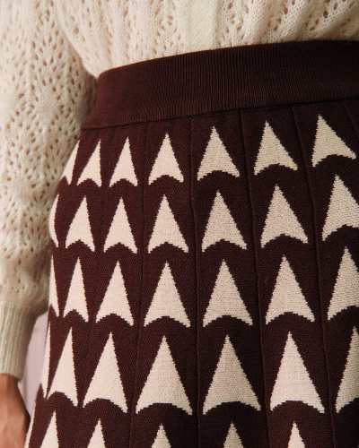 The Geometric Pattern High Waisted Midi Skirt