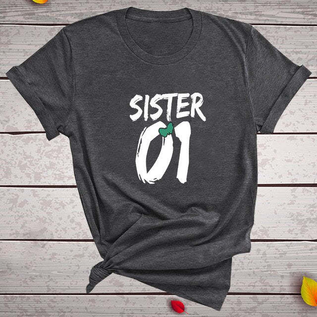 Number 01 02 Print Best Friend T-Shirt