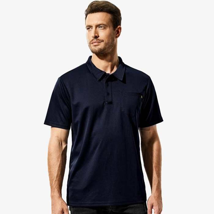 Men Quick Dry Polo Shirts Golf Collared Shirt With Chest Pocket