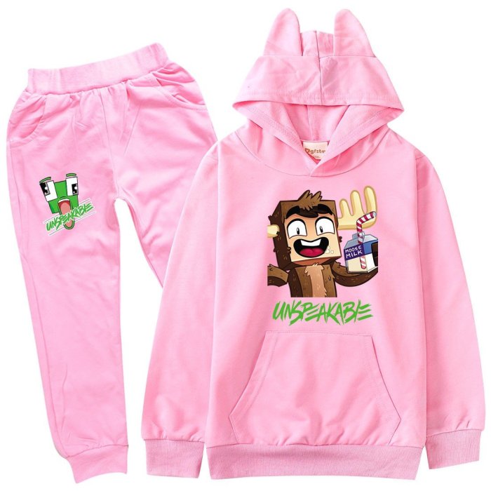 Minecraft Elk Print Girls Boys Cotton Hoodie Pants Suit Tracksuit Set