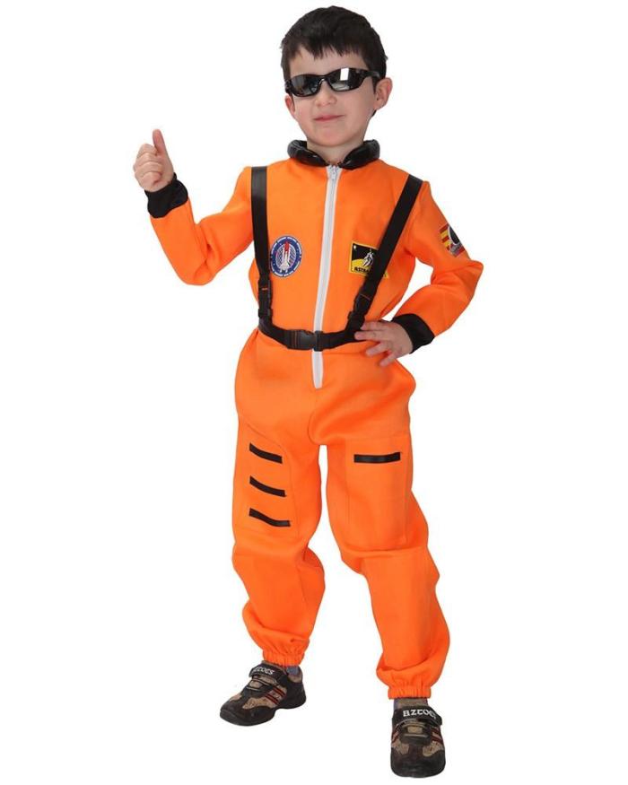 Boys Girls Orange Astronaut Nasa Spacesuit Jumpsuit Costume