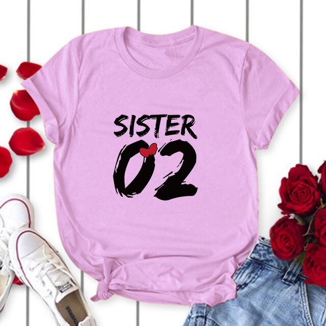 Number 01 02 Print Best Friend T-Shirt