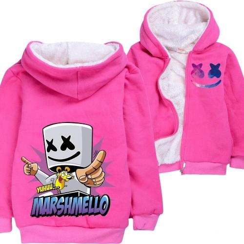 Dj Marshmello Yeah Mouse Print Girls Fleece Lined Zip Up Cotton Hoodie