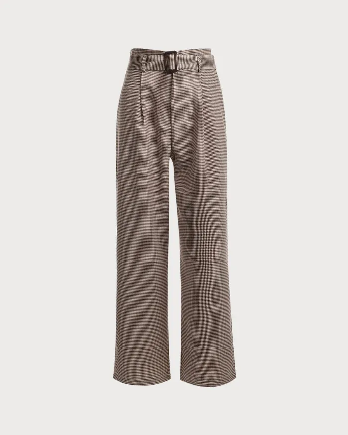 The Houndstooth Belted Straight Pants