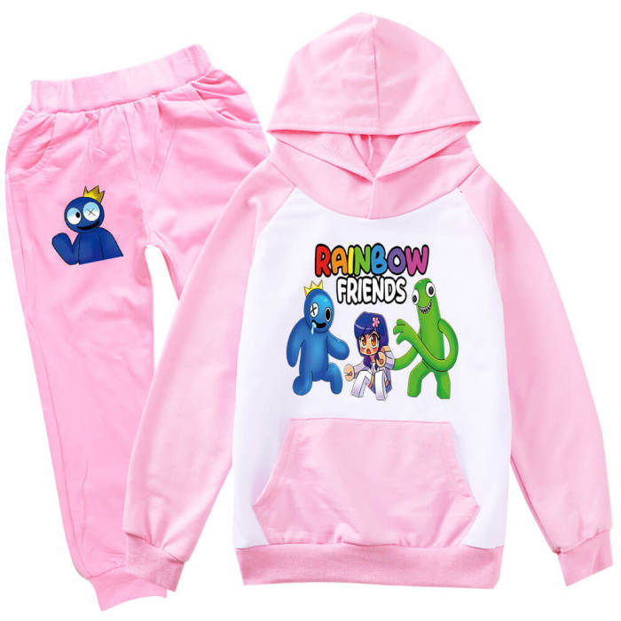 Boys Rainbow Girls Friends Print Pullover Hoodie And Sweatpants 2 Sets