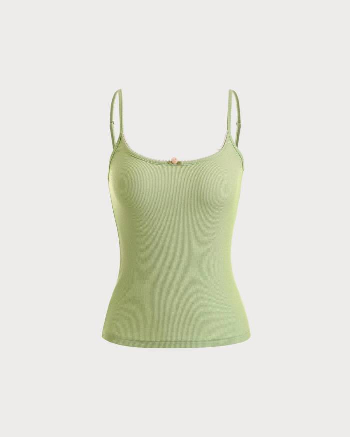 The Solid U Neck Ribbed Cami Top