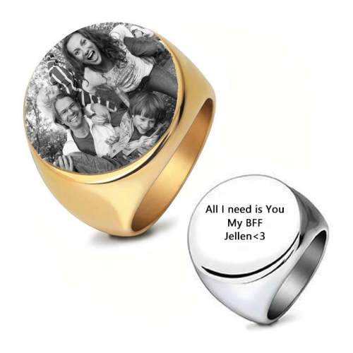 Pesonality Engrave Name Words Po Round Ring Father'S Gift Family Gift