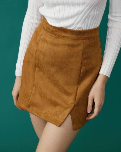 The High-Rise Faux Suede Mini Skirt