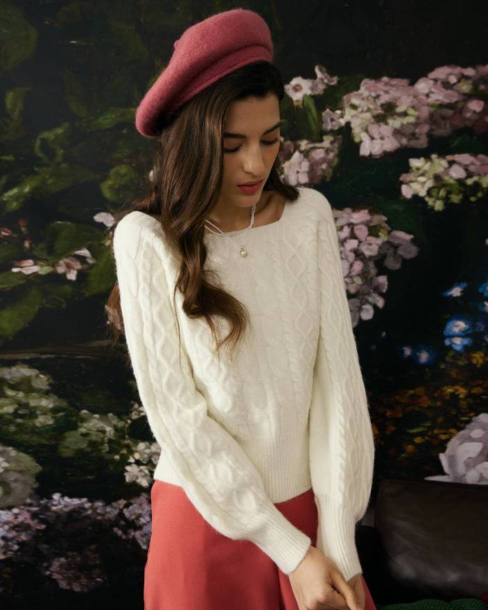 The Romance Cable Knit Crew Sweater