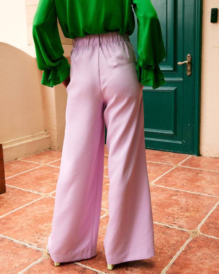The Solid Color Ruched Straight Pants