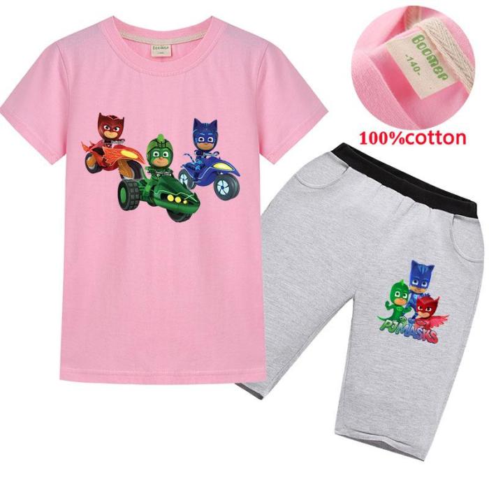 Pj Owlette Gekko Catboy Print Girls Boys Cotton T Shirt Shorts Outfits