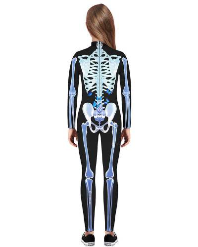 Girls Boys Butterfly Skeleton Catsuit Kids Halloween Party Costume