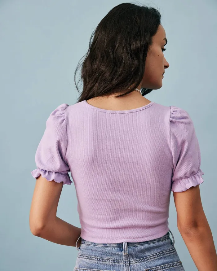 The Ruched Puffy Sleeve Cropped Tee