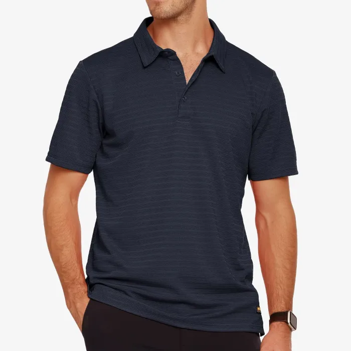 Men Striped Polo Shirts Quick Dry Casual Golf Collared Shirt