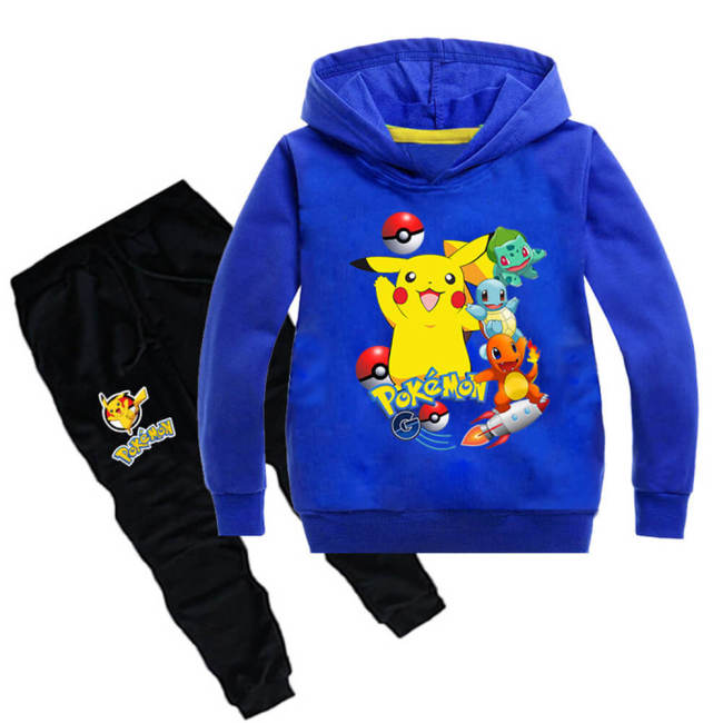 Girls Boys Pokemon Detective Pikachu Print Cotton Hoodie N Sweatpants