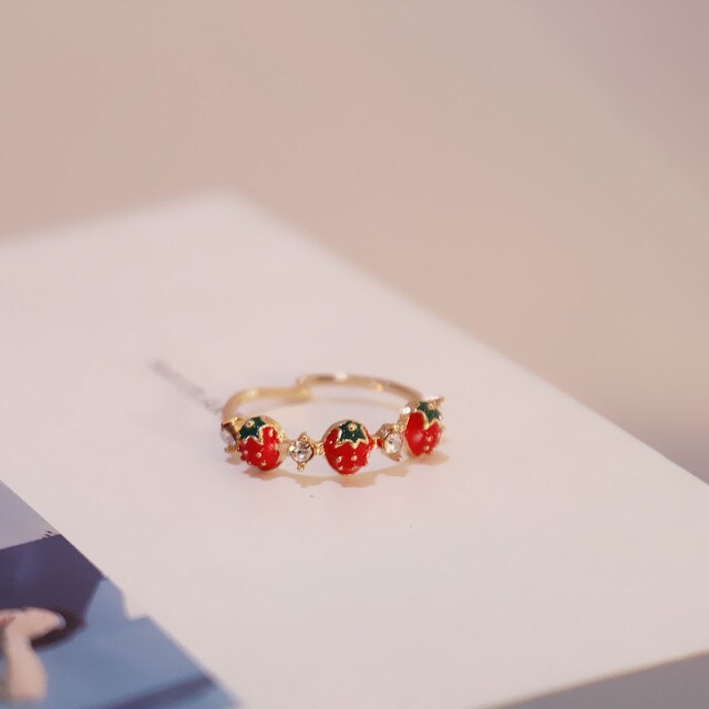 Adjustable Ring Jewelry Strawberry Ring