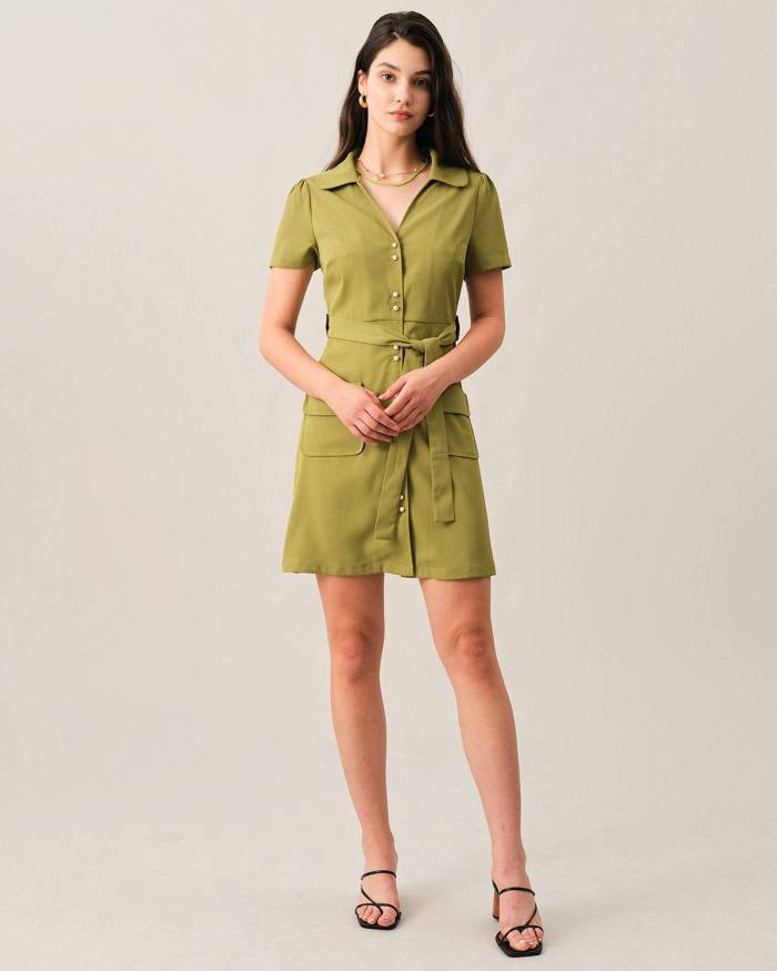 The Double Pocket Belted Mini Dress